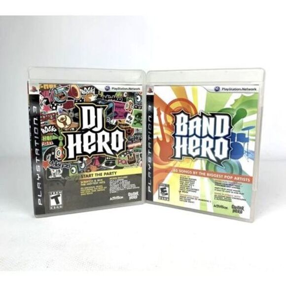 PS3 PlayStation 3 DJ HERO & PS3 BAND HERO Video Games ~ Lot 2 Good! - Picture 1 of 3